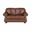 Pemberly Row Top-Grain Leather 2-Piece Sofa Set with Nailhead Trim in Brown
