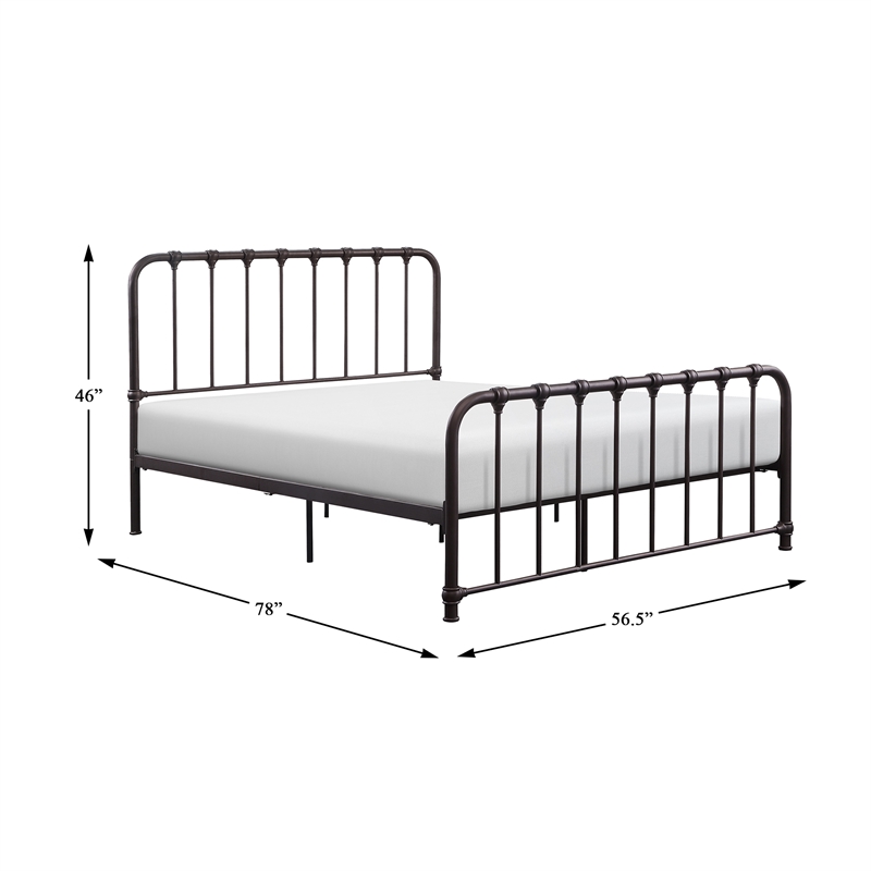 Pemberly Row Full Metal Platform Bed with Traditional Accents in Dark Bronze