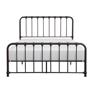 Pemberly Row Full Metal Platform Bed with Traditional Accents in Dark Bronze