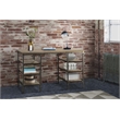 Pemberly Row Metal Counter Height Writing Desk with 6 Shelves in Brown and Black