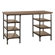 Pemberly Row Metal Counter Height Writing Desk with 6 Shelves in Brown and Black