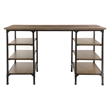 Pemberly Row Metal Counter Height Writing Desk with 6 Shelves in Brown and Black