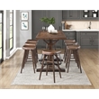 Pemberly Row Acacia Veneer Pub Height Table with Metal Footrest in Brown