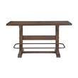 Pemberly Row Acacia Veneer Pub Height Table with Metal Footrest in Brown