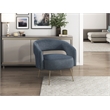 Pemberly Row Velvet Accent Chair with Gold Metal Legs & Curved Back in Dark Gray