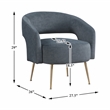 Pemberly Row Velvet Accent Chair with Gold Metal Legs & Curved Back in Dark Gray