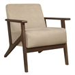 Pemberly Row Rubberwood Velvet Accent Chair with Dark Walnut Arms in Light Brown