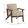Pemberly Row Rubberwood Velvet Accent Chair with Dark Walnut Arms in Light Brown