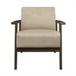 Pemberly Row Rubberwood Velvet Accent Chair with Dark Walnut Arms in Light Brown