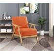 Pemberly Row Rubberwood Frame Textured Fabric Orange Accent Chair w/ Wire-Brush