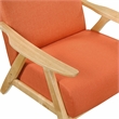 Pemberly Row Rubberwood Frame Textured Fabric Orange Accent Chair w/ Wire-Brush