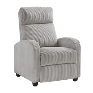 Pemberly Row Corduroy Push-Back Reclining Chair with Removable Seat - Light Gray