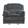 Pemberly Row Corduroy Glider Reclining Chair with Tab Pull Motion in Dark Gray
