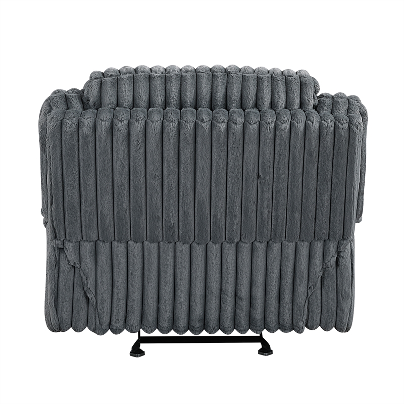 Pemberly Row Corduroy Glider Reclining Chair with Tab Pull Motion in Dark Gray