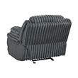 Pemberly Row Corduroy Glider Reclining Chair with Tab Pull Motion in Dark Gray
