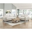 Pemberly Row Textured Fabric 2-Piece Sofa & Loveseat Set with Wood Legs in Beige
