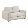 Pemberly Row Textured Fabric 2-Piece Sofa & Loveseat Set with Wood Legs in Beige