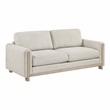 Pemberly Row Textured Fabric 2-Piece Sofa & Loveseat Set with Wood Legs in Beige