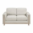 Pemberly Row Textured Fabric 2-Piece Sofa & Loveseat Set with Wood Legs in Beige