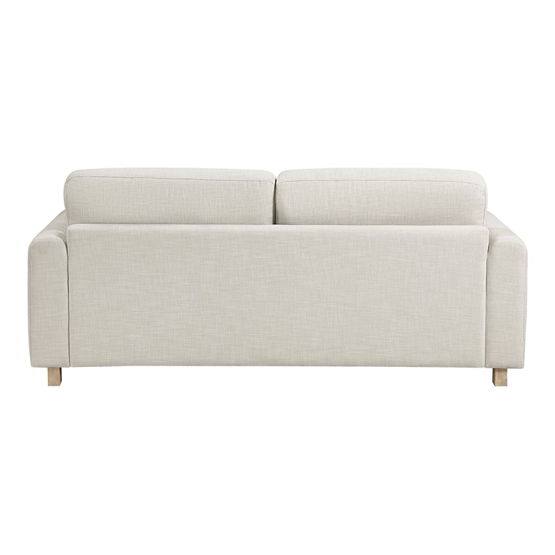Pemberly Row Textured Fabric 2-Piece Sofa & Loveseat Set with Wood Legs in Beige