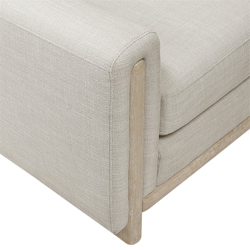 Pemberly Row Textured Fabric 2-Piece Sofa & Loveseat Set with Wood Legs in Beige