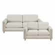 Pemberly Row Textured Fabric 2-Piece Sofa & Loveseat Set with Wood Legs in Beige