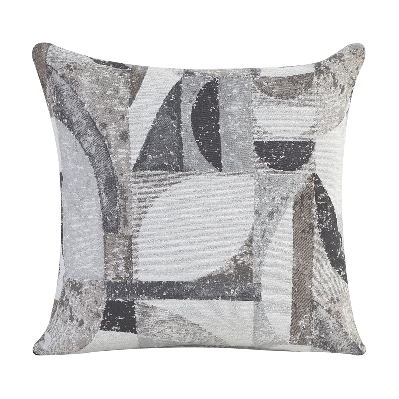 Pemberly Row Chenille 3-Piece Living Room Set with 2 Decorative Pillows in Gray