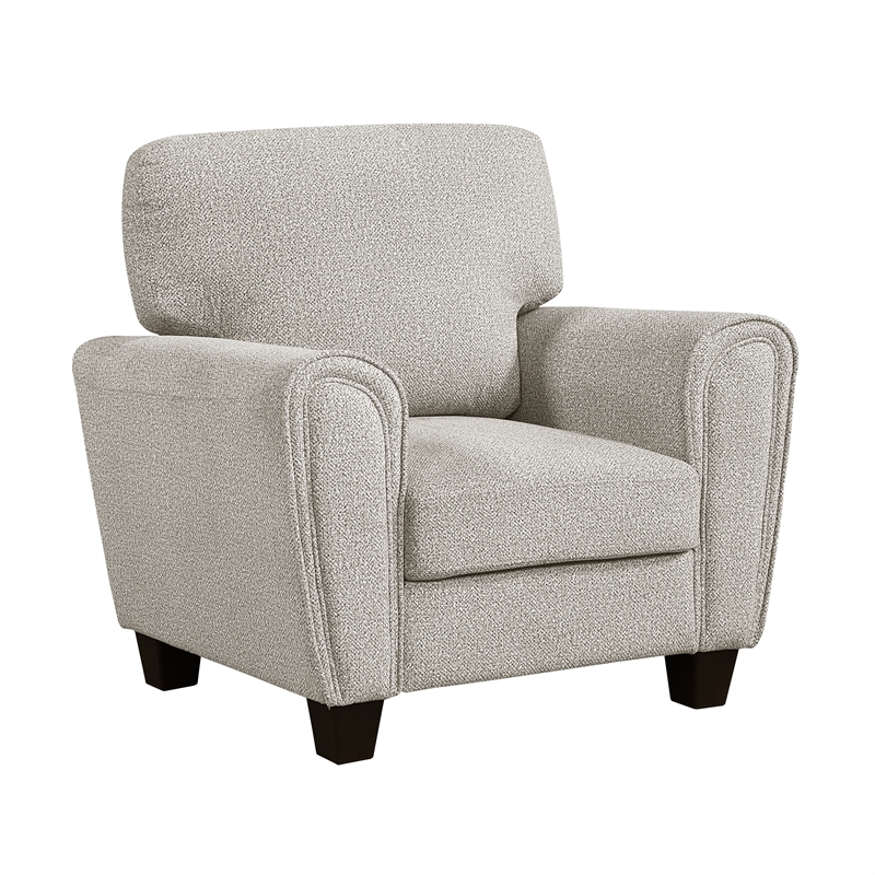 Pemberly Row Chenille 3-Piece Living Room Set with 2 Decorative Pillows in Gray