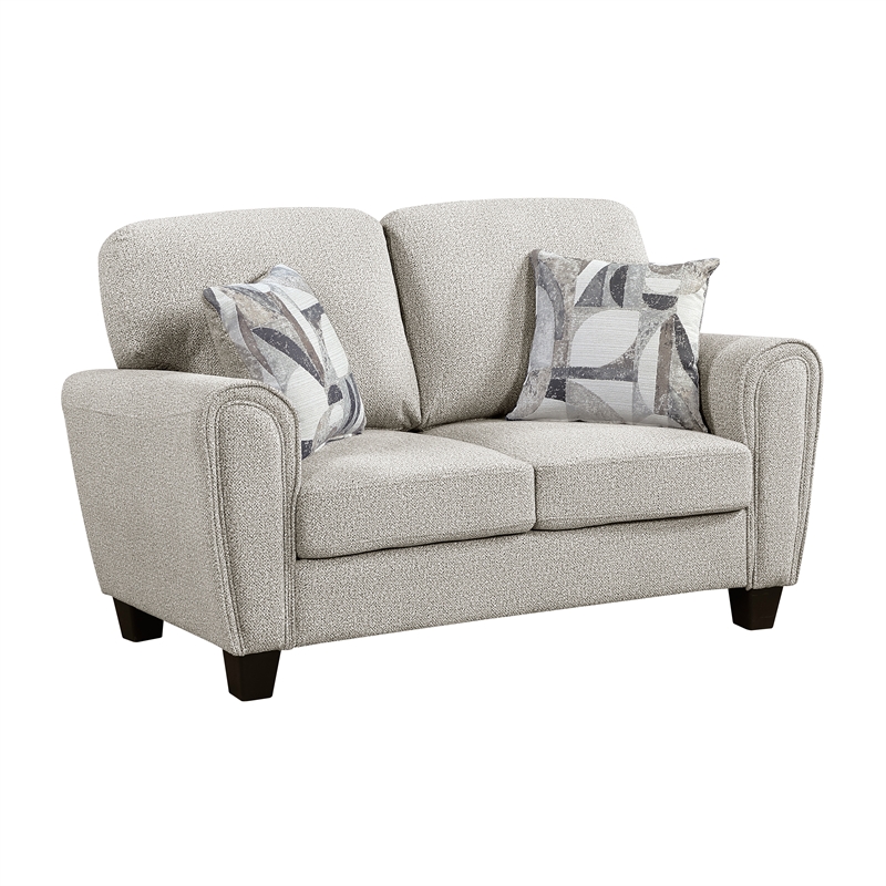 Pemberly Row Chenille 3-Piece Living Room Set with 2 Decorative Pillows in Gray