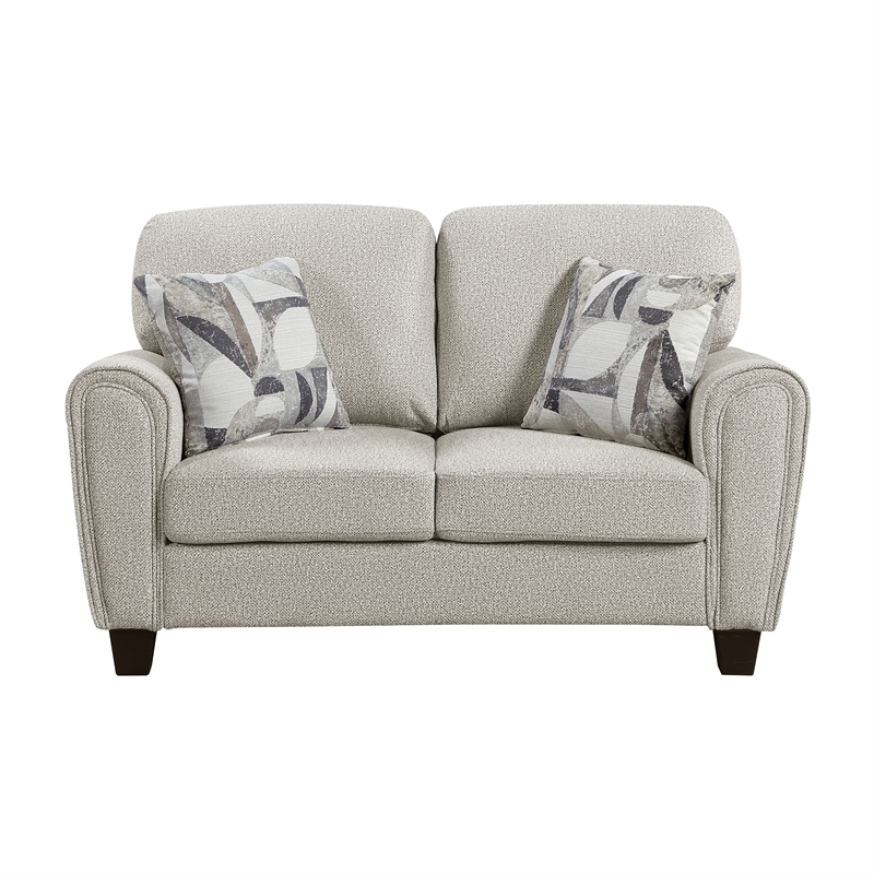 Pemberly Row Chenille 3-Piece Living Room Set with 2 Decorative Pillows in Gray