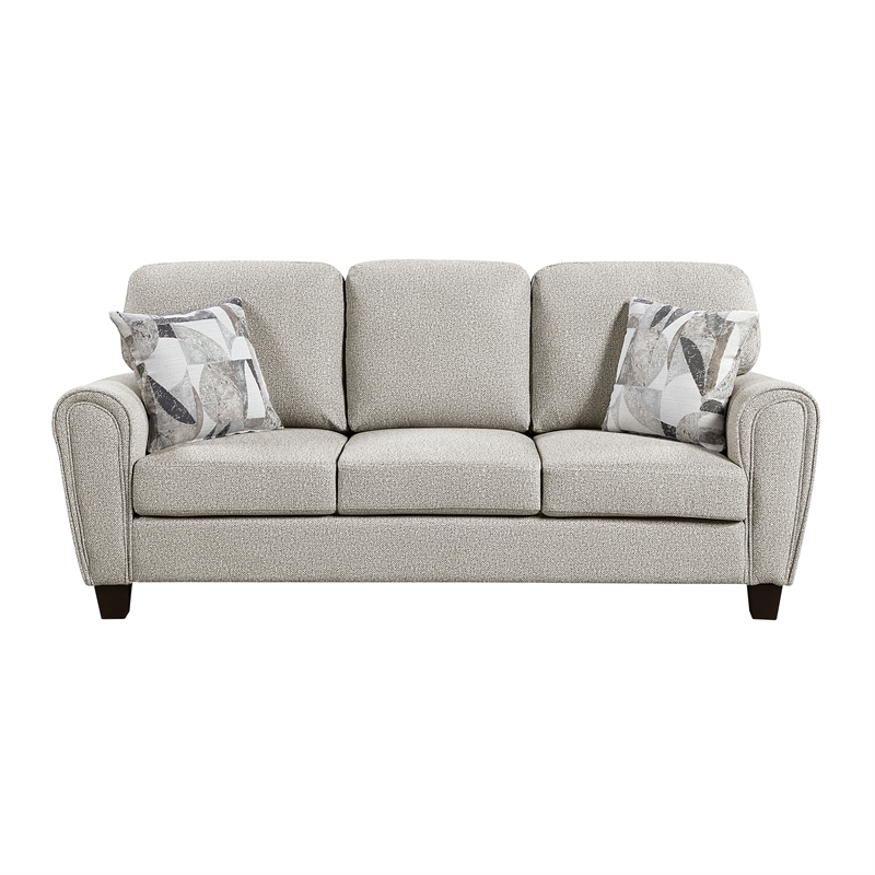 Pemberly Row Chenille 3-Piece Living Room Set with 2 Decorative Pillows in Gray