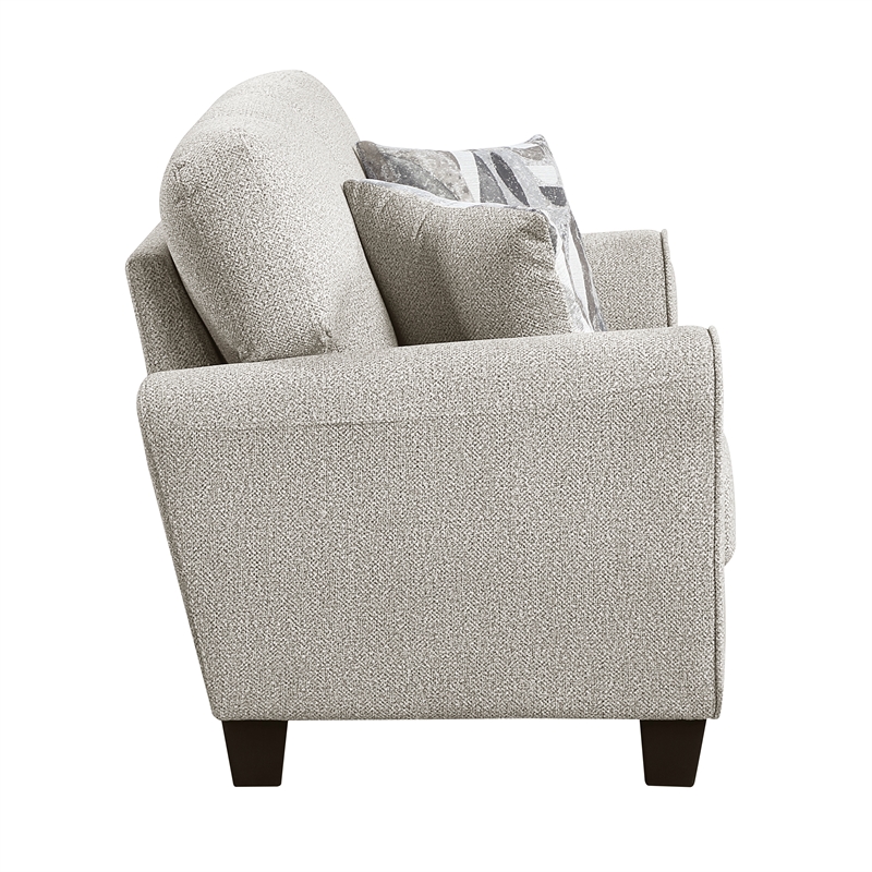 Pemberly Row Chenille 3-Piece Living Room Set with 2 Decorative Pillows in Gray
