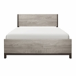Pemberly Row Melamine Veneer Full Panel Bed with Metal Banding in Light Gray