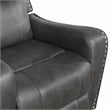 Pemberly Row Microfiber Double Reclining Sofa with Nailhead Trim in Smoky Gray