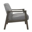 Pemberly Row Rubberwood Button-Tufted Faux Leather Accent Chair in Light Gray