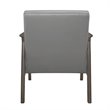 Pemberly Row Rubberwood Button-Tufted Faux Leather Accent Chair in Light Gray