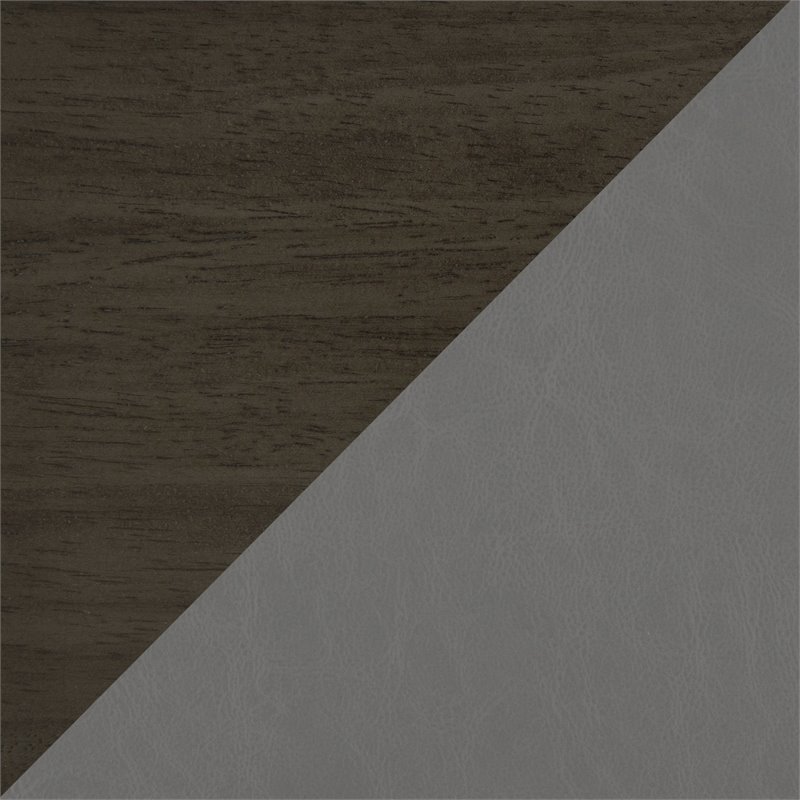Pemberly Row Rubberwood Button-Tufted Faux Leather Accent Chair in Light Gray