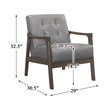 Pemberly Row Rubberwood Button-Tufted Faux Leather Accent Chair in Light Gray