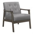 Pemberly Row Rubberwood Button-Tufted Faux Leather Accent Chair in Light Gray