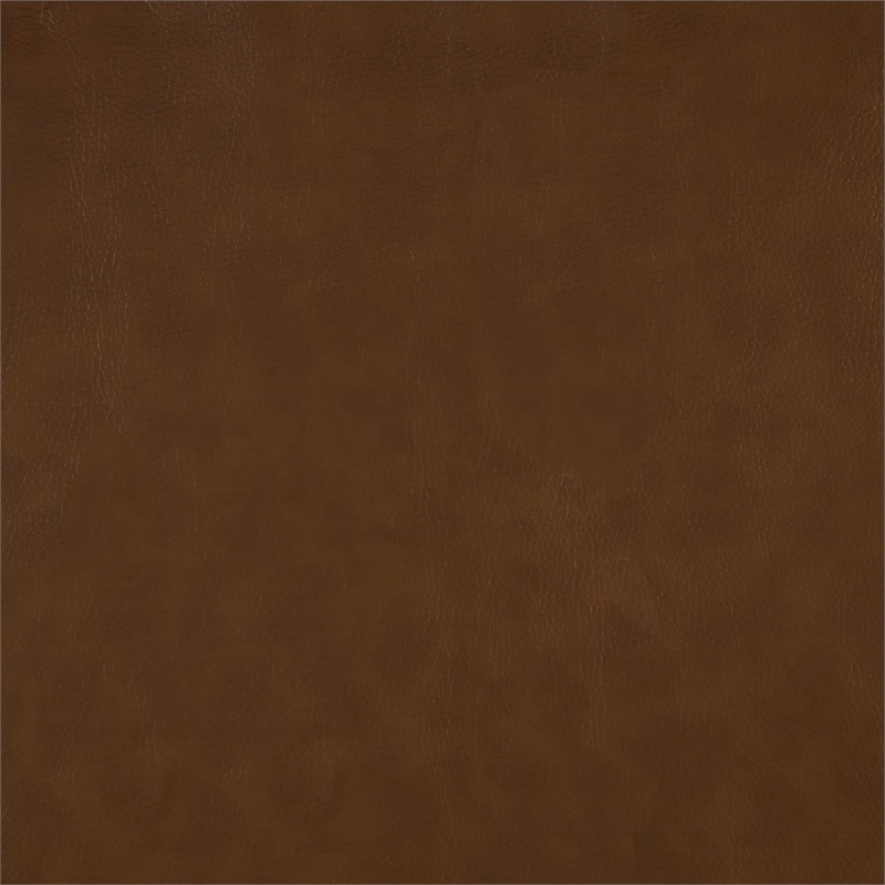 Pemberly Row Faux Leather 360-Degree Channel Back Swivel Accent Chair in Brown