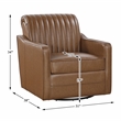 Pemberly Row Faux Leather 360-Degree Channel Back Swivel Accent Chair in Brown