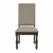 Pemberly Row Beige Upholstered Dining Side Chair with Nailhead Trim in Brown