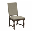 Pemberly Row Beige Upholstered Dining Side Chair with Nailhead Trim in Brown