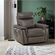 Pemberly Row Top Grain Leather Power Reclining Chair with Headrest in Dark Brown