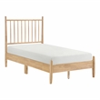 Pemberly Row Rubberwood Twin Platform Bed with Spindle Headboard in Natural