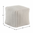 Pemberly Row Corduroy Fabric Square Accent Pouf with 300 lb Capacity - Off White
