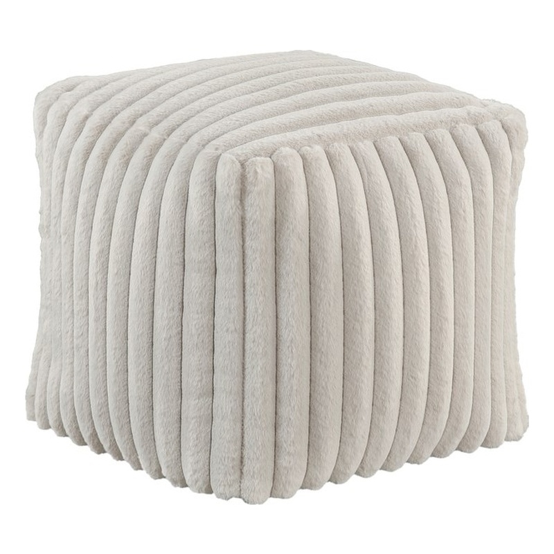 Pemberly Row Corduroy Fabric Square Accent Pouf with 300 lb Capacity - Off White