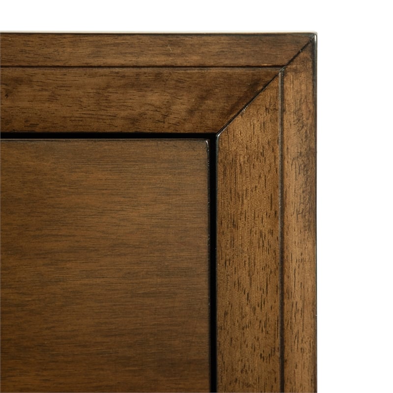 Pemberly Row Transitional Walnut 2 Nightstands and Twin Bed Set