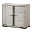 Pemberly Row Washed White Bedroom Set of Queen Bed & 2 Nightstands