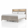 Pemberly Row Washed White Bedroom Set of Queen Bed & 2 Nightstands